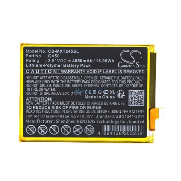 CAMERON SINO Li-Polymer akku (3.91V / 4850mAh, Motorola QA50 kompatibilis) FEKETE Motorola Moto G24 (XT2423), Moto G24 Power (XT2425)