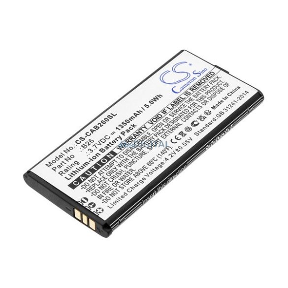 CAMERON SINO Li-Ion akku (3.7V / 1350mAh, CAT B26 kompatibilis) FEKETE CAT B26