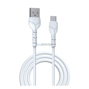 DEVIA KINTONE adatkábel (USB - Type-C, 10W, gyorstöltő, 100cm, cipőfűző) FEHÉR
