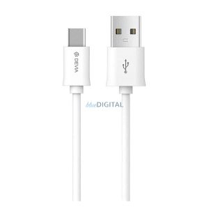 DEVIA adatkábel (USB - Type-C, 10W, gyorstöltő, 100cm) FEHÉR