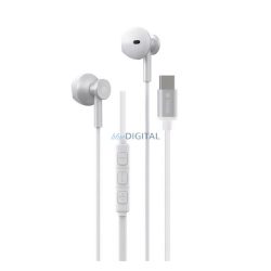   DEVIA SMART M2 fülhallgató SZTEREO (Type-C, mikrofon, felvevő gomb) EZÜST