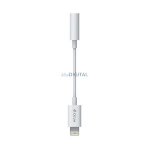 DEVIA audió adapter kábel (3.5mm jack aljzat - lightning, 12cm) FEHÉR