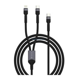   DEVIA EXTREME adatkábel 2in1 (Type-C - lightning/Type-C, 15W, PD gyorstöltő, 120cm, cipőfűző) FEKETE