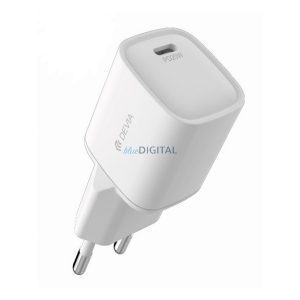 DEVIA SMART MINI hálózati töltő Type-C aljzat (20W, PD gyorstöltő) FEHÉR