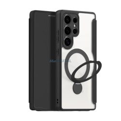   DUX DUCIS SKIN X PRO tok álló, bőr hatású (FLIP, oldalra nyíló, RFID, kitámasztó, MagSafe) FEKETE Samsung Galaxy S25 Ultra (SM-S938)