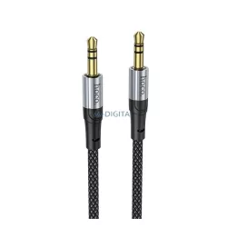   HOCO audió kábel (3.5mm jack - 3.5mm jack, 100cm, AUX, cipőfűző) FEKETE
