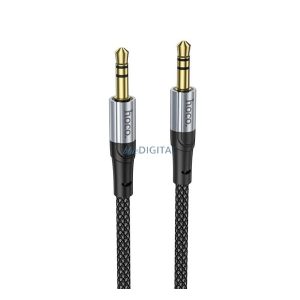 HOCO audió kábel (3.5mm jack - 3.5mm jack, 100cm, AUX, cipőfűző) FEKETE