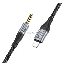  HOCO audió kábel (3.5mm jack - lightning, 100cm, AUX, cipőfűző) FEKETE