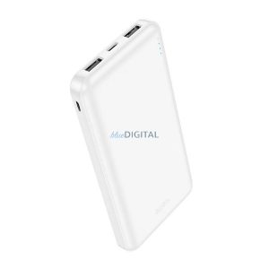 HOCO J100 vésztöltő 2 USB aljzat (10000mAh, 2.1A, gyorstöltő, LED jelzés) FEHÉR