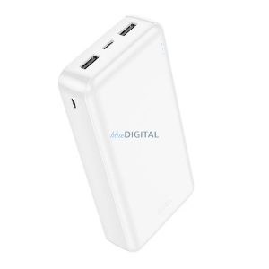 HOCO J100A vésztöltő 2 USB+Type-C+microUSB aljzat (20000mAh, 2.1A, PD gyorstöltő, LED jelzés) FEHÉR