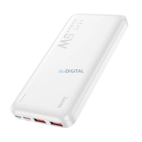 HOCO J101 vésztöltő 2 USB+Type-C+microUSB aljzat (10000mAh, 22.5W, 3A, PD gyorstöltő, LED jelzés) FEHÉR