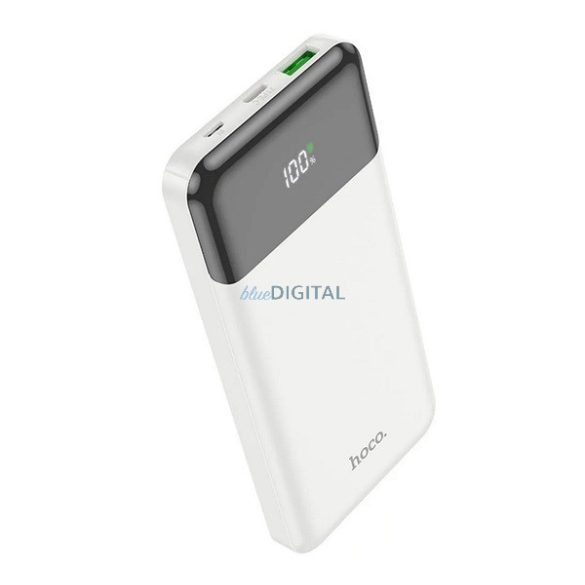 HOCO J102 vésztöltő USB+Type-C+microUSB aljzat (10000mAh, 20W, 3A, PD gyorstöltő, LED kijelző) FEHÉR