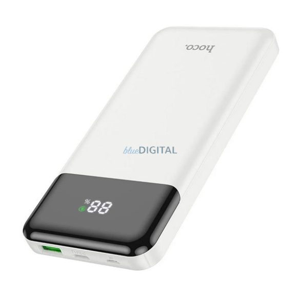 HOCO J102 vésztöltő USB+Type-C+microUSB aljzat (10000mAh, 20W, 3A, PD gyorstöltő, LED kijelző) FEHÉR