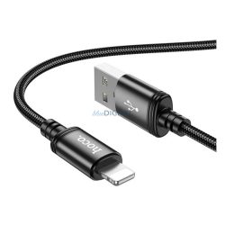   HOCO X89 adatkábel (USB - lightning, 2.4A, gyorstöltő, 100cm, cipőfűző) FEKETE