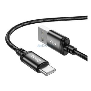 HOCO X89 adatkábel (USB - Type-C, 3A, gyorstöltő, 100cm, cipőfűző) FEKETE