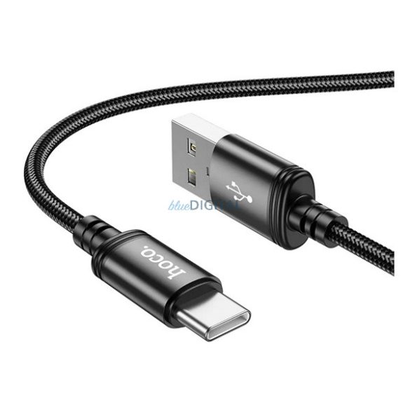HOCO X89 adatkábel (USB - Type-C, 3A, gyorstöltő, 100cm, cipőfűző) FEKETE