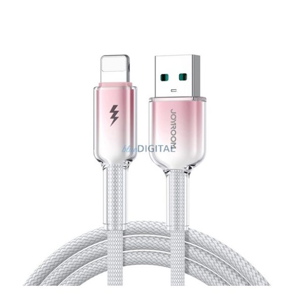 JOYROOM CRYSTAL-CLEAR adatkábel (USB - lightning, 3A, gyorstöltő, 120cm, cipőfűző) FEHÉR Apple IPAD, IPAD 2, IPAD (3rd Generation)