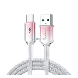 JOYROOM CRYSTAL-CLEAR adatkábel (USB - Type-C, 3A, gyorstöltő, 120cm, cipőfűző) FEHÉR