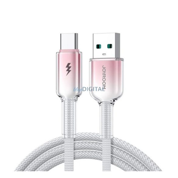 JOYROOM CRYSTAL-CLEAR adatkábel (USB - Type-C, 3A, gyorstöltő, 120cm, cipőfűző) FEHÉR