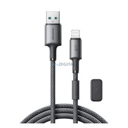   JOYROOM UNLIMITED adatkábel (USB - lightning, 3A, gyorstöltő, 120cm + mágneses kábelrendező) SZÜRKE