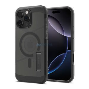 SPIGEN TOUGH ARMOR MAG T műanyag telefonvédő (ütésállóság, kitámasztó, MagSafe, matt) FEKETE Apple iPhone 16 Pro Max
