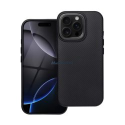   Szilikon telefonvédő (ütésállóság, műanyag hátlap, MagSafe, karbon minta) FEKETE Apple iPhone 15 Pro Max