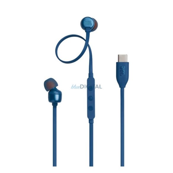 JBL T310C fülhallgató SZTEREO (Type-C, hangerőszabályzó, felvevő gomb, lapos kábel) SÖTÉTKÉK