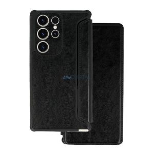 Tok álló, bőr hatású (FLIP, oldalra nyíló, ütésállóság, légpárnás sarok, kameravédő) FEKETE Xiaomi Redmi 13 4G