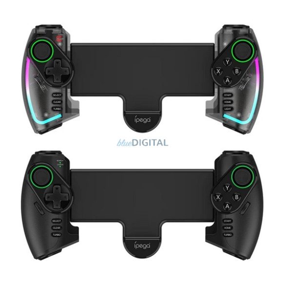 IPEGA vezeték nélküli kontroller (v5.0, 300mAh akku, RGB, iOS/Android/PC/PS3/Nintendo Switch kompatibilis) FEKETE