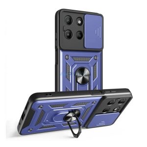 Defender szilikon telefonvédő (ütésállóság, tartógyűrű, kameravédő) SÖTÉTKÉK Motorola Moto G15
