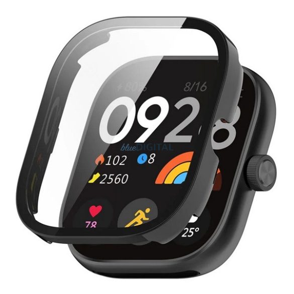 Műanyag keret (BUMPER, ütésállóság + kijelzővédő üveg) FEKETE Xiaomi Redmi Watch 5