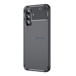   Szilikon telefonvédő (ütésállóság, légpárnás sarok, karbon minta) FEKETE Samsung Galaxy A36 5G (SM-A366)
