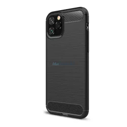   Szilikon telefonvédő (ütésállóság, légpárnás sarok, szálcsiszolt, karbon minta) FEKETE Samsung Galaxy A56 5G (SM-A566)