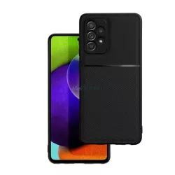  Szilikon telefonvédő (ütésállóság, mágneses, bőr hatású hátlap, csíkos) FEKETE Samsung Galaxy A56 5G (SM-A566)
