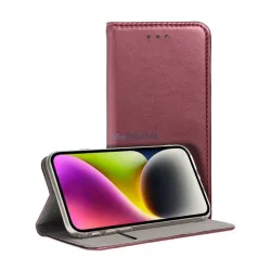   Tok álló, bőr hatású (FLIP, oldalra nyíló, asztali tartó) BURGUNDY Samsung Galaxy A56 5G (SM-A566)