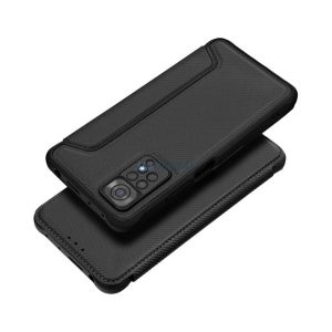 Tok álló, bőr hatású (FLIP, oldalra nyíló, ütésállóság, légpárnás sarok, kameravédő, karbon minta) FEKETE Samsung Galaxy A26 5G (SM-A266)