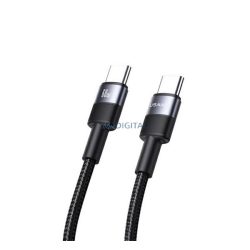   USAMS SY adatkábel (Type-C - Type-C, 60W, PD gyorstöltő, 120cm, cipőfűző) FEKETE