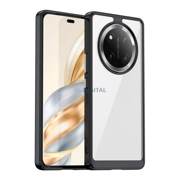 Szilikon telefonvédő (ütésállóság, átlátszó hátlap) FEKETE Honor Magic7 Lite