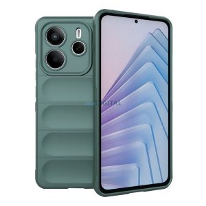 Szilikon telefonvédő (ütésállóság, kameravédő, 3D) SÖTÉTZÖLD Xiaomi Redmi Note 14 5G, Redmi Note 14 4G