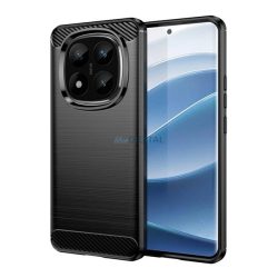   Szilikon telefonvédő (ütésállóság, légpárnás sarok, szálcsiszolt, karbon minta) FEKETE Xiaomi Redmi Note 14 Pro Plus 5G