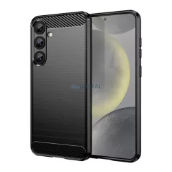   Szilikon telefonvédő (ütésállóság, légpárnás sarok, szálcsiszolt, karbon minta) FEKETE Samsung Galaxy S25 Plus (SM-S936)