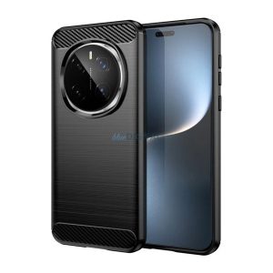 Szilikon telefonvédő (ütésállóság, légpárnás sarok, szálcsiszolt, karbon minta) FEKETE Honor Magic7 Pro