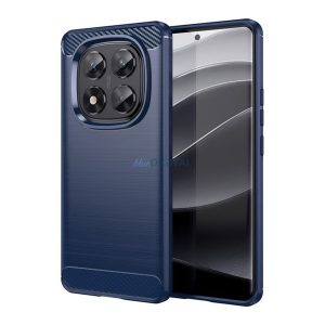 Szilikon telefonvédő (ütésállóság, légpárnás sarok, szálcsiszolt, karbon minta) SÖTÉTKÉK Xiaomi Redmi Note 14 Pro 5G