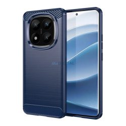   Szilikon telefonvédő (ütésállóság, légpárnás sarok, szálcsiszolt, karbon minta) SÖTÉTKÉK Xiaomi Redmi Note 14 Pro Plus 5G