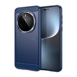 Szilikon telefonvédő (ütésállóság, légpárnás sarok, szálcsiszolt, karbon minta) SÖTÉTKÉK Honor Magic7 Pro