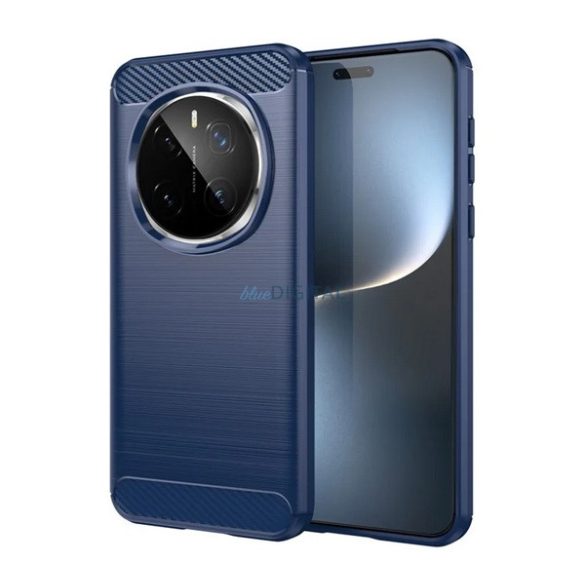 Szilikon telefonvédő (ütésállóság, légpárnás sarok, szálcsiszolt, karbon minta) SÖTÉTKÉK Honor Magic7 Pro