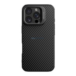  NILLKIN CARBOPROP szilikon telefonvédő (ütésállóság, aramid bevonat, kitámasztó, karbon minta) FEKETE Apple iPhone 16 Pro