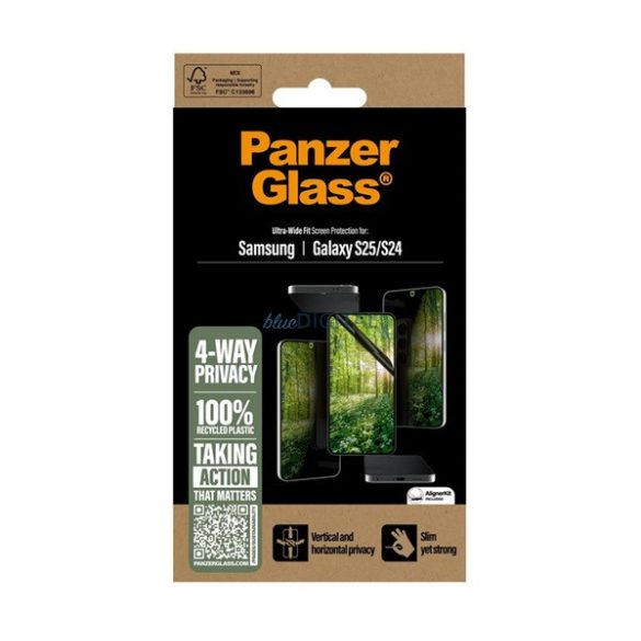 PANZERGLASS ECO MATRIX 4-WAY képernyővédő fólia (matt, betekintés védelem + segédkeret) ÁTLÁTSZÓ Samsung Galaxy S25 (SM-S931)