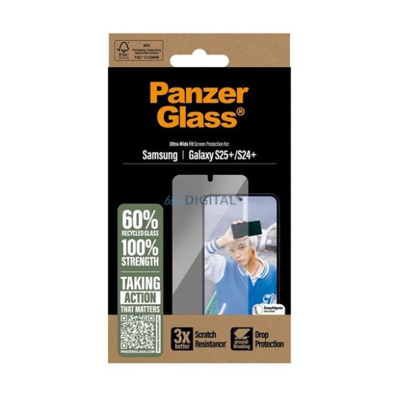 PANZERGLASS képernyővédő üveg (3D, ütésállóság, 9H) ÁTLÁTSZÓ Samsung Galaxy S25 Plus (SM-S936)