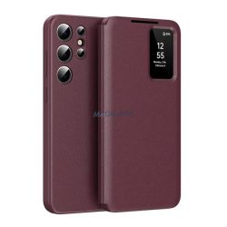   Tok álló (aktív FLIP, oldalra nyíló, Smart View Cover) BORDÓ Samsung Galaxy S25 Ultra (SM-S938)